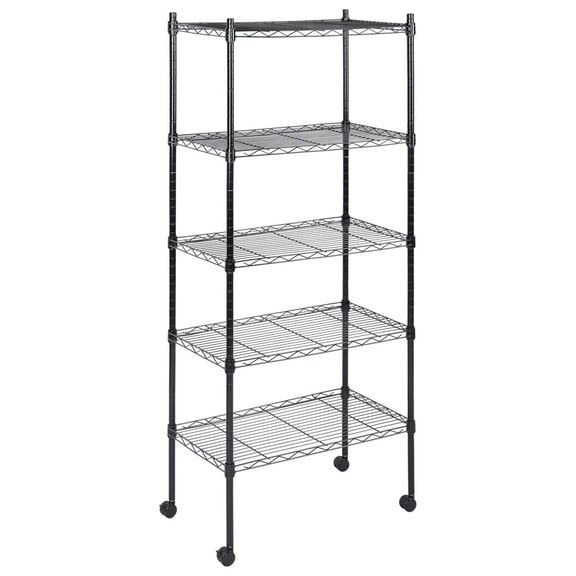 Heavy Duty 5-Tier Shelving Units Adjustable, 65 "D x 14" W x 30 "H Wire Shelf with 1000 lbs Capacity, Black