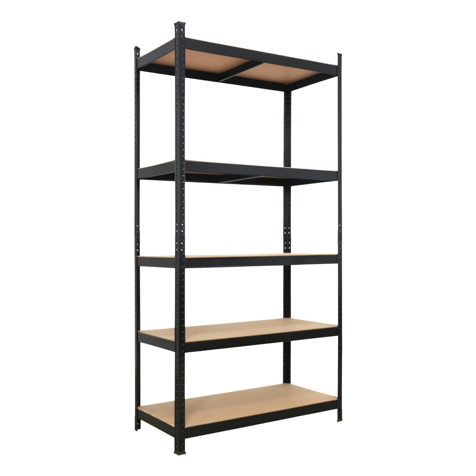 Heavy Duty Black Steel 5-Tier Shelving Rack for Garage and Kitchen