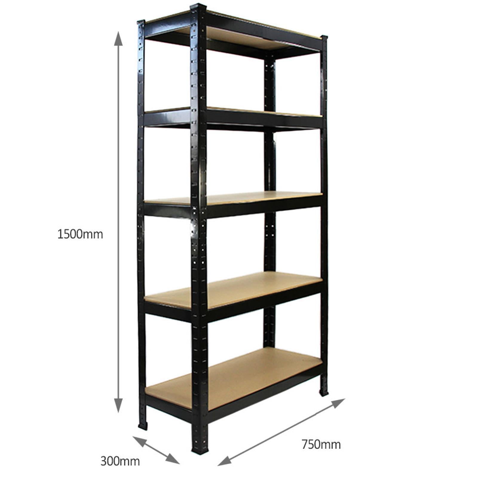 Heavy Duty Black Steel 5-Tier Shelving Rack for Garage and Kitchen
