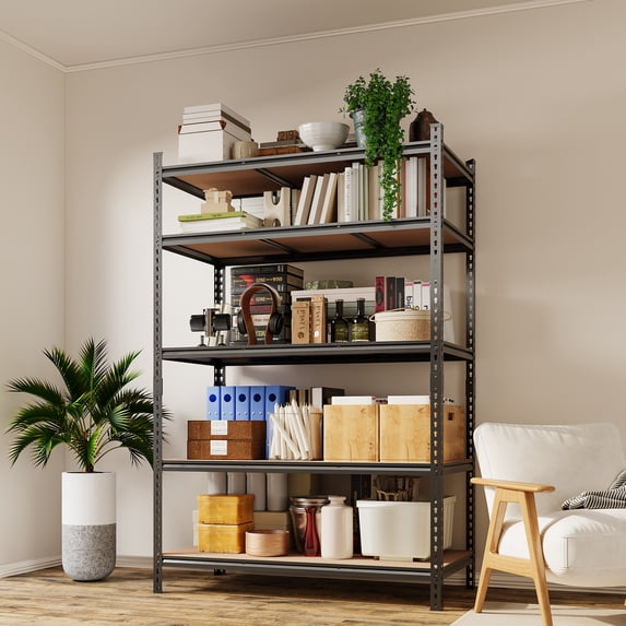 Heavy Duty 5 Tier Storage Shelves 2000LBS Capacity, Adjustable Garage Shelving Unit Metal Utility Rack, Boltless Steel Organizer Shelf for Warehouse Pantry Closet Kitchen, 48"x24"x72", Black