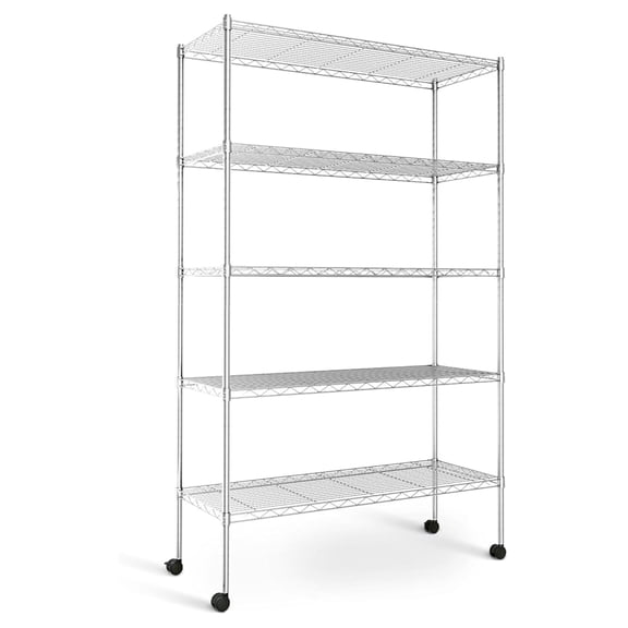 Heavy Duty 5-Tier Storage Shelving Unit, 35.83" W x 13.98" D x 61.02" H, 1250 Lbs Loading Capacity,