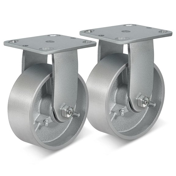 Heavy Duty 5" x 2" Cast Iron Casters, Roller Bearing Rigid Wheels for Utility Carts Pallet Trucks, 1000 lbs Capacity, 2 Pack