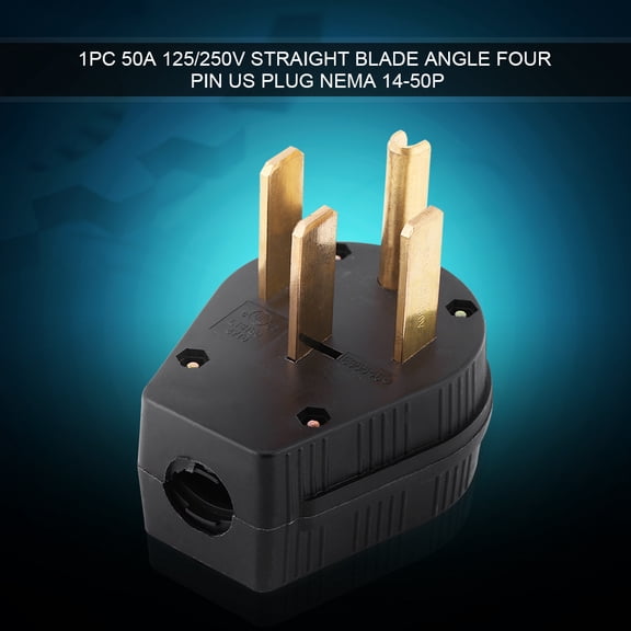 Heavy Duty 50 Amp NEMA 14-50P Generator Power Plug 125/250V Straight Blade Male RV Plug and Dryer Plug Replacement (3.15 x 2.76 x 2.76 Inches / 8.00 x 7.00 x 7.00 cm)