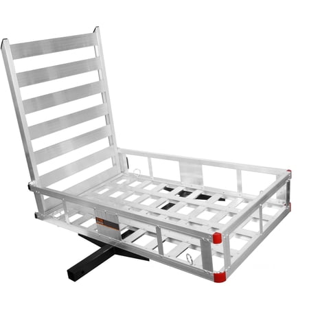 Heavy-Duty 500 lbs Aluminum Hitch Cargo Carrier, Rust-Proof Trailer Rack with Foldable Ramp for SUV, Truck, Van