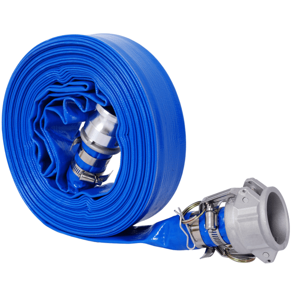Heavy Duty 50ft PVC Backwash Hose with Aluminum Camlock Fittings