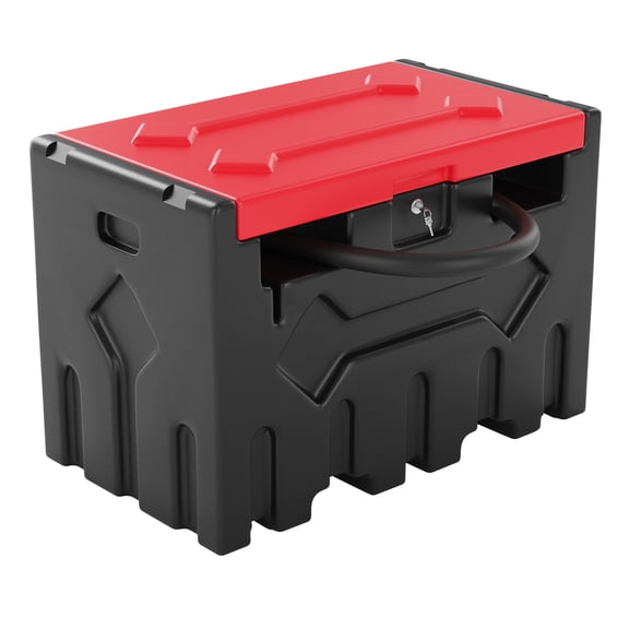 Heavy-Duty 52 Gallon Portable Fuel Transfer Tank for Vehicle Maintenance – 12V Electric Pump, Automatic Nozzle, 360° Swivel Connector – Mobile Fuel Storage Solution – Red and Gray