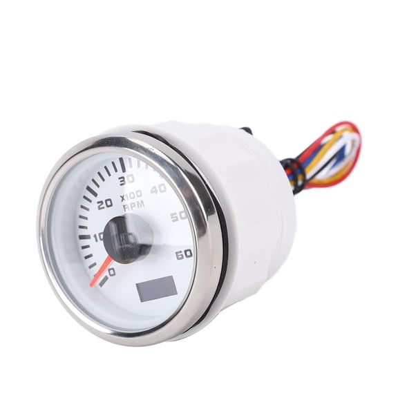 Heavy Duty 52mm / 2 inch Car Engine Tachometer 6000RPM Gauge with Hour Tracking 7 Color LED Display Backlit Revolution Counter for Vessel Boat Truck Tractor RV Van