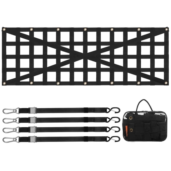 Heavy Duty 54x18 Inch Tailgate Cargo Net with 4 Adjustable Telescopic Straps for Truck Bed SUV Trailer Pickup Jeep