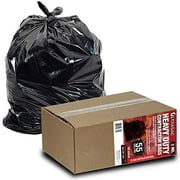 Simplelisa 55 Gallon Trash Bags Heavy Duty, (50 Count w/Ties) Tall Large  Black Garbage Bags for Custodians, Yard Work, Lawn Bags, and Contractors 