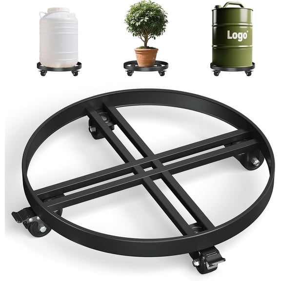 Heavy Duty 55 Gallon Drum Dolly - 2000LB Capacity Stainless Steel Barrel Cart w/4 Swivel Casters | Industrial Warehouse Drum Mover | Non-Tip Design & Steel Frame
