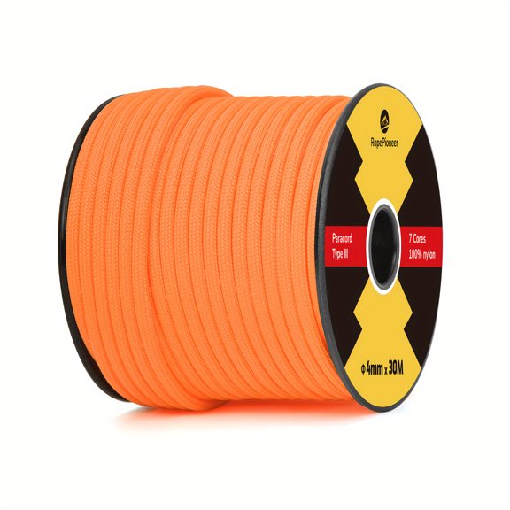 Heavy-Duty 550lb Type III 7-Strand Nylon Rope 30m, UV & Abrasion Resistant, Multi-Purpose Utility Cord for Camping, Survival, Dog Leash, Outdoor & Emergency Use