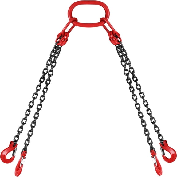 Heavy Duty 5FT Chain Sling Set, 5/16 Inch G80 Steel, 4-Leg 3-Ton Lift Chain with Grab Hooks for Engine Hoist