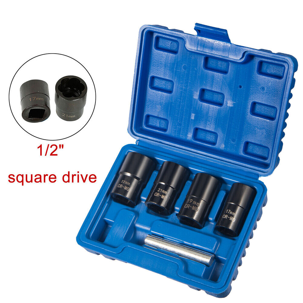 HeavyDuty 5Pc Twist Socket Set for Lug Nut and Lock Removal