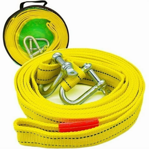 Heavy-Duty 5m Tow Strap with 2 D-Ring Hooks, 5-Ton Capacity  Compatible with Winches