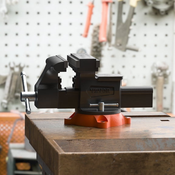 Heavy Duty 6.5 Inch Bench Vise Featuring 360 Degree Swivel Base with Lock & Two-Way Jaw, Ductile Iron Build for Enhanced Stability