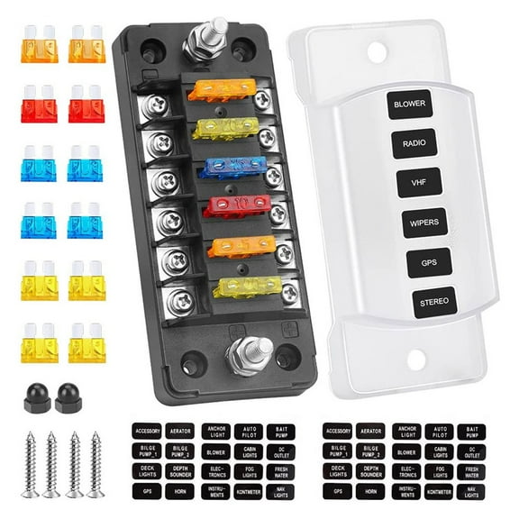 Heavy Duty 6 Circuit Fuses Box Erosion Proof Terminals 6 Channel Fuses Panel Upgrades For Vehicle Electrical Defense
