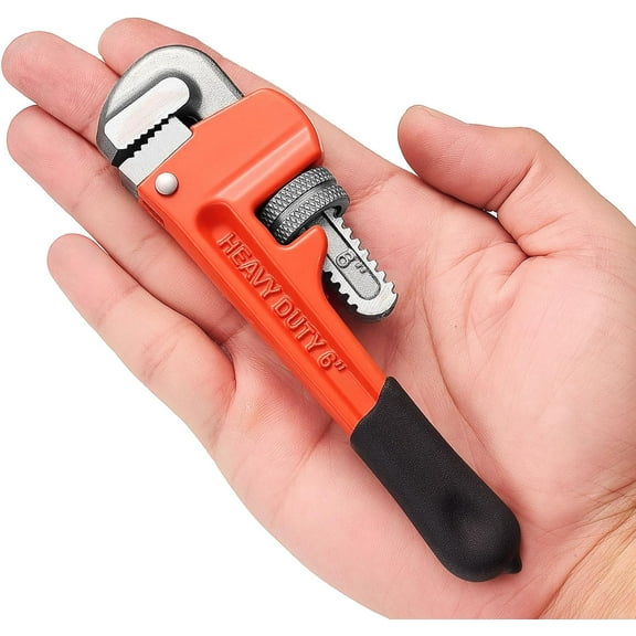 Heavy Duty 6 Inch Adjustable Pipe Wrench - Mini Straight Plumbing Tool for Tight Spaces & DIY Repairs