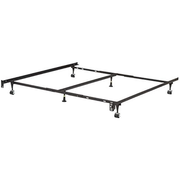 Heavy Duty 6-Leg Adjustable Universal Twin/Full/Queen/King Metal Bed Frame with Double Center Support Rug Rollers & Locking Wheels$$Home Decor, Kitchen, & Other