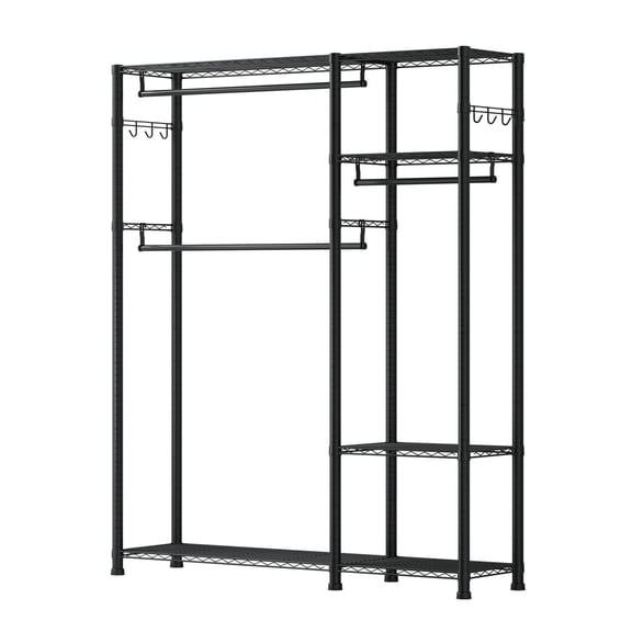 Heavy Duty 6-Tier Garment Rack with 3 Hanging Rods, Industrial Strength Steel Frame Holds 800 lbs for Clothing Store & Home Use