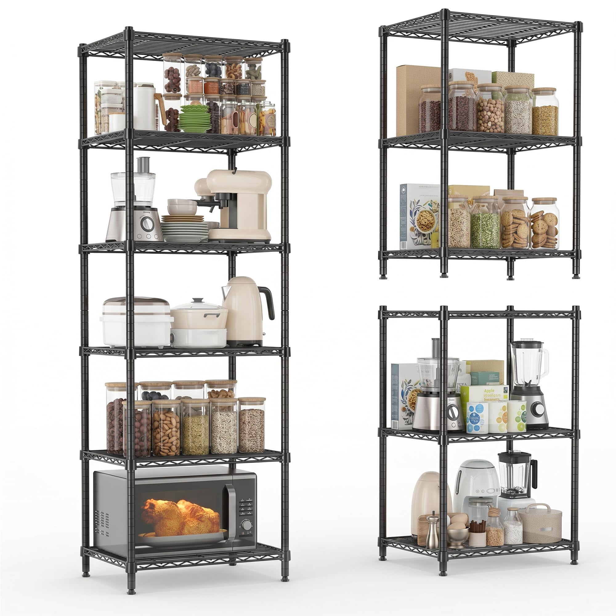 Heavy Duty 6-Tier Wire Shelving Unit, 73.2 in Freestanding Adjustable ...