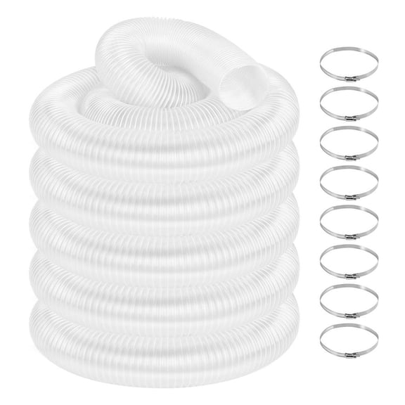 Heavy Duty 6"x30' PVC Dust Collection Hose with Stainless Steel Clamps, Flexible Puncture Resistant Vacuum Hose for Woodworking Fume Debris Extraction