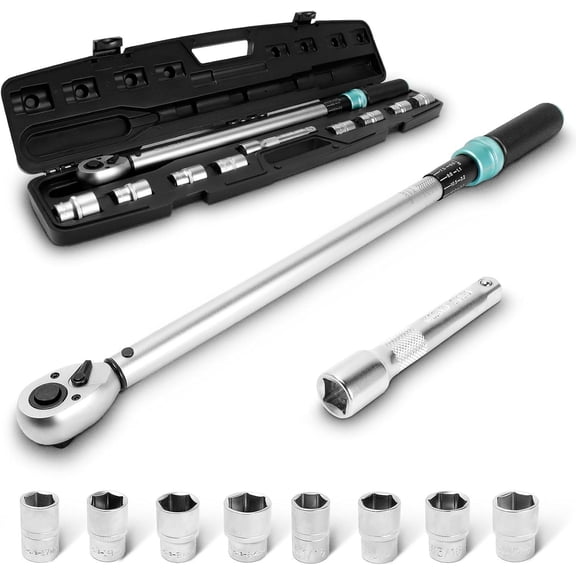 Heavy-Duty 60-330NM 8 count 1/2" Sq Drive Click Torque Wrench Set -Direction Adjustable Wheel Torque Wrench (17mm,19mm,21mm,24mm)
