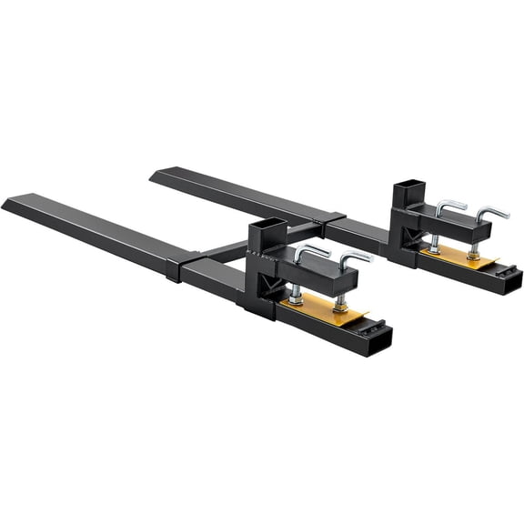 Clamp On Pallet Forks, 4000 LBS Heavy Duty Tractor Bucket Forks, 60" Total Length with Adjustable Stabilizer Bar, Universal Attachment for Tractor, Skid Steer & Loader, Farm Warehouse Pallet Moving