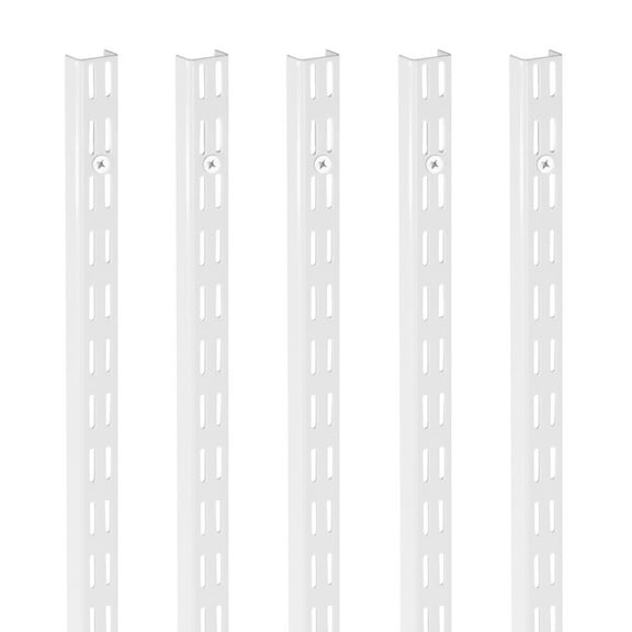 Heavy Duty 60 Inch Dual Track Shelf Pilaster 5 Pack Silver Wall Shelving System with 25 Screws for Cabinet Closet Storage