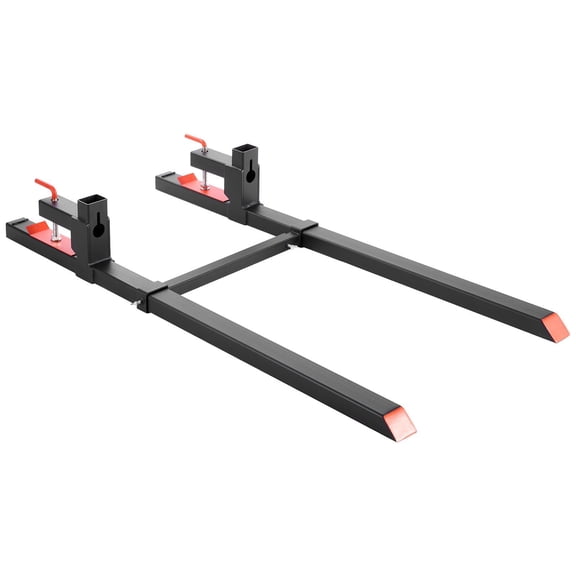 Heavy-Duty 60-Inch Pallet Forks, 2000 lb Capacity, Adjustable Stabilizer Bar for Tractor Loaders, Skid Steer Attachments, and Bucket Forks, Black