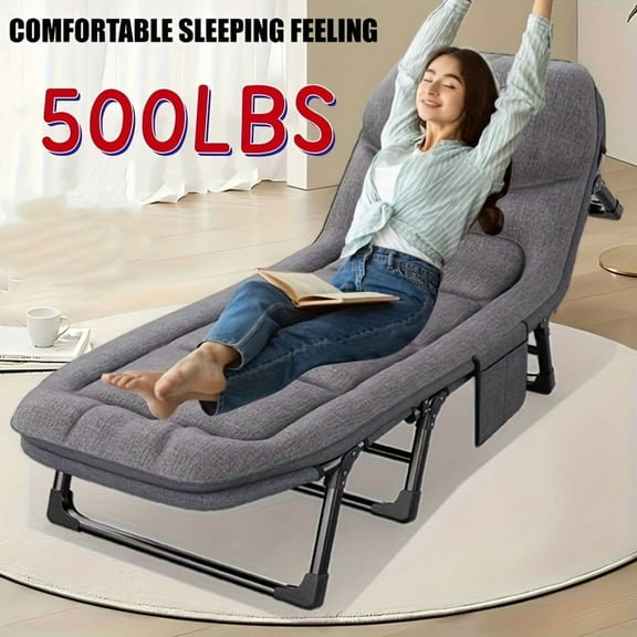 Heavy-Duty 600 Capacity Portable Folding Bed with Flip Mattress - Outdoor Camping Bed for Adults &, Adults,, Travelers - Foldable Guest Bed with Carry, Ideal for /Outdoor Use, Balcony,, RV (No Powe