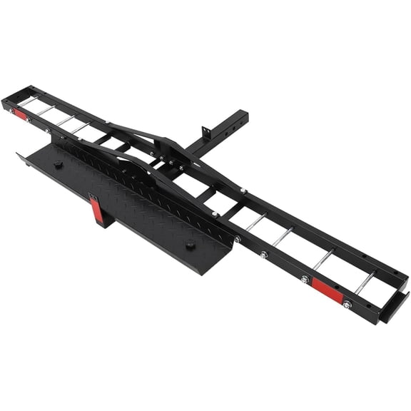 Heavy Duty 600 Lbs Motorcycle Hitch Mount Carrier, Steel Dirt Bike & Scooter Rack with Long Ramp, Secure Transport Hauler with Anti-Wobble Device and Tie-Down Straps for Trucks and SUVs