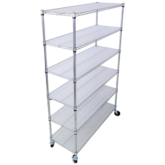 Heavy Duty 6000lbs Capacity NSF 6-Tier Wire Shelving Unit with Wheels, 82"H