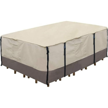 Heavy Duty 600D Patio Table Cover Waterproof Rectangle Patio Furniture Cover Outdoor Dining Table Chair Set Cover