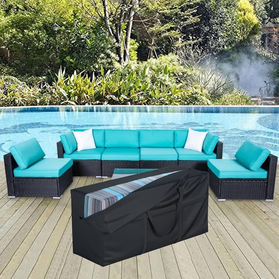 Heavy Duty 600D Waterproof Outdoor Cushion Storage Bag with Handles and Zipper