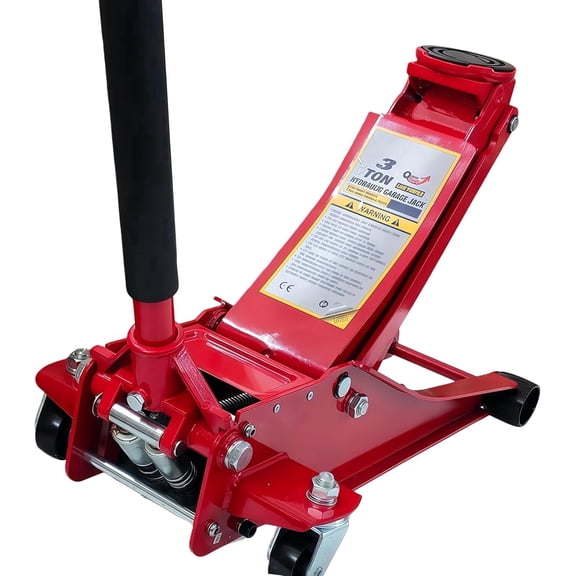 Heavy-Duty 6600LBS (3-Ton) Steel Floor Jack, Red Racing Jack with 360° Rotary Alignment, 3-20 Inch Lifting Range, for All Terrain Vehicles