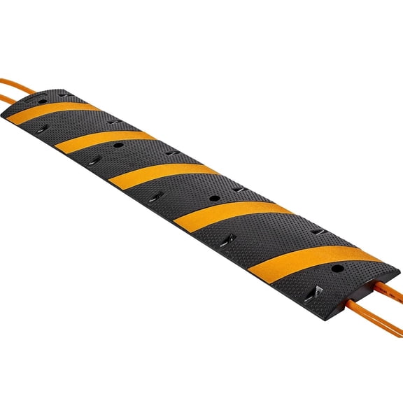 Heavy-Duty 6FT Rubber Speed Bump (2-Pack) with 72-Inch Cable Channels & 22,000 lbs Axle Capacity - Includes Expansion Screws for Secure Installation on Asphalt, Concrete, and Gravel Surfaces