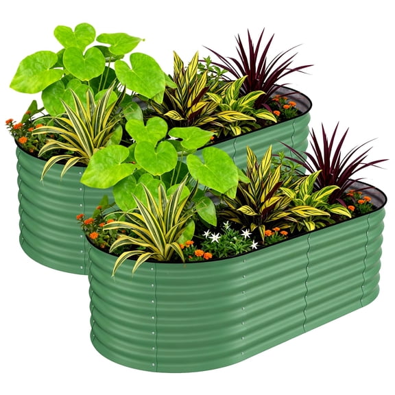 Heavy Duty 6x3x2 ft Raised Garden Beds (2 Pack), Galvanized Steel Planter Boxes with Reinforced Corners, Easy Assembly, Rustproof Outdoor Raised Planters for Vegetables, Flowers and Herbs
