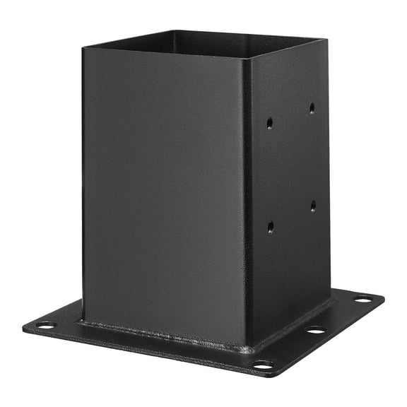 Heavy Duty 6x6 Post Base Bracket, 4-Pack, 5.6x5.6 Inch Inner Size, Black Carbon Steel for Deck Railing & Pavilion Support
