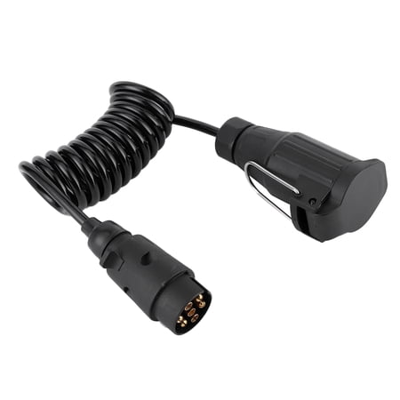 Heavy Duty 7 to 13 Pin Trailer Wiring Adapter Spring Extension Cord - Reliable 12V Coiled Caravan Wire Connector with Brass Contacts for RV and Commercial Towing Signal Display, 6.6ft / 2.0m