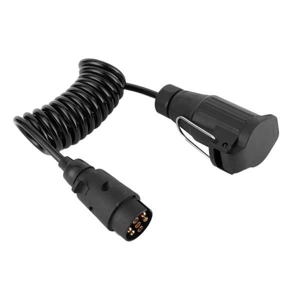 Heavy Duty 7 to 13 Pin Trailer Wiring Adapter Spring Extension Cord - Reliable 12V Coiled Caravan Wire Connector with Brass Contacts for RV and Commercial Towing Signal Display, 6.6ft / 2.0m