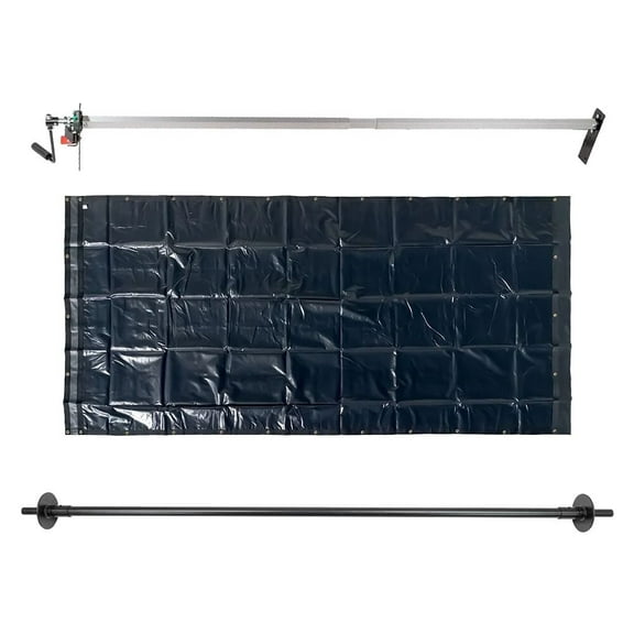 Heavy-Duty 7'6" x 20' Dump Truck Tarp Kit with Rear Anti-Sail Bow Set (Double Pocket - Waterproof Tarp)