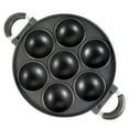 thumbnail image 1 of Heavy Duty 7 Cup Nonstick Pancake Pan, 1 Pack, Round Cavity Baking Tray with Handle, Muffin Cornbread Scone Mold for Oven, Kitchen Cookware for Takoyaki Eggs, Housewarming Gift, Black, 15.7 Inch, 1 of 8