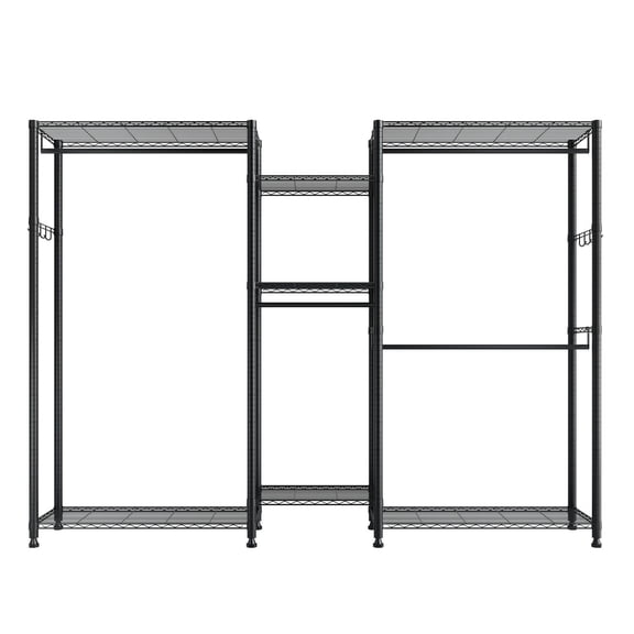 Heavy Duty 7-Tier Garment Rack with 4 Hanging Rods, 850 lbs Load Capacity Steel Frame Clothes Wardrobe for Bedroom, Clothing Store, Hallway