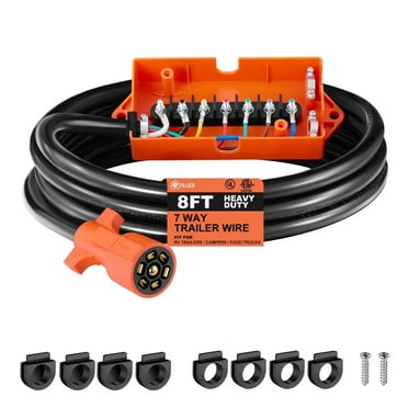 SPEEDWOW 7-Pin/7-Way Trailer Wiring Harness with Junction Box, Heavy Duty, RVIA/NFPA 1192 Certified, Brake Lights & Electric Brake Control Compatible with RV, Camper, Travel Trailer