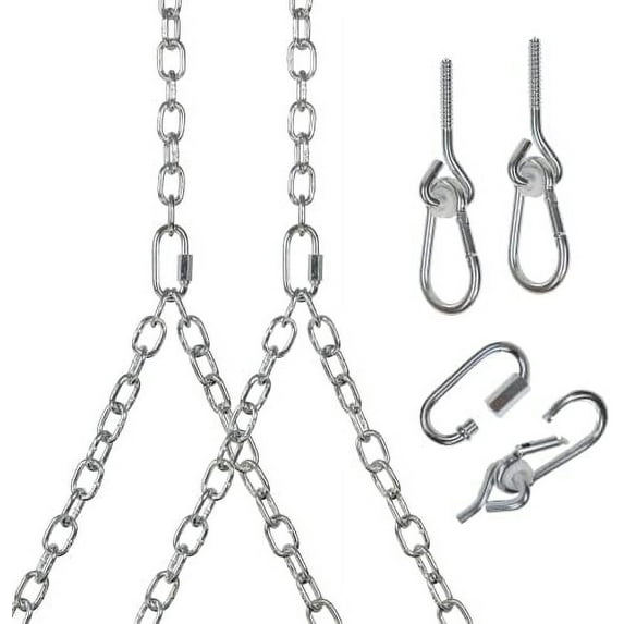 Heavy Duty 700 Lb Porch Swing Hanging Chain Kit - Color: Silver (8 Foot Ceiling)$$Garden & Patio