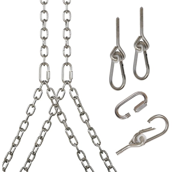 Heavy Duty 700 Lb Stainless Steel Porch Swing Hanging Chain Kit (8 Foot Ceiling)