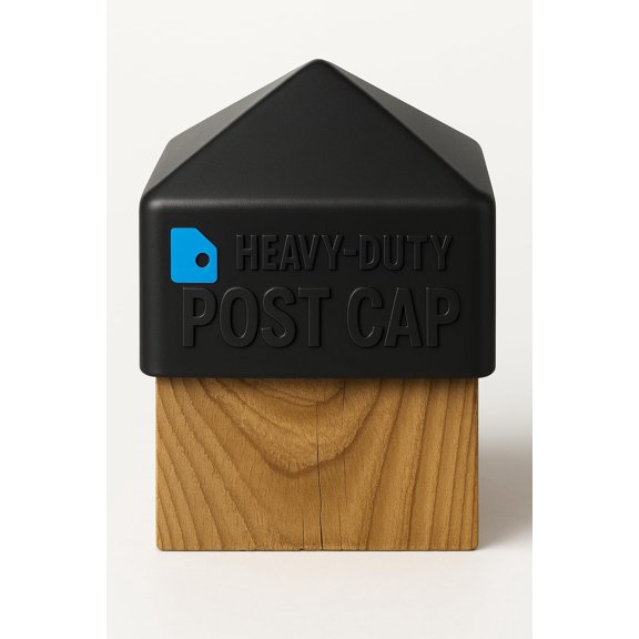 Heavy-Duty 72396 Black Post Cap with Treated Wood Base for Outdoor Deck or Fence - Over 1 LB Weather-Resistant Top Cover for 4x4 Posts