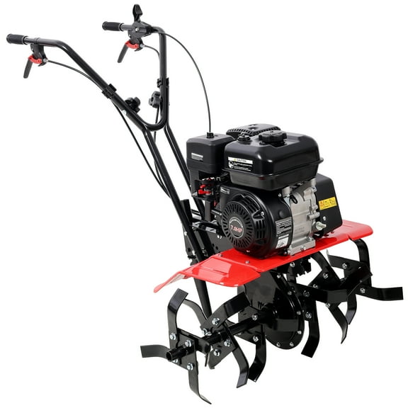 Heavy Duty 7HP Gas Power Tiller, 212CC Engine, 32.5" Wide, 10" Deep Cultivator with 6 Blades Ideal for Garden Soil Preparation, Planters & Vegetable Beds