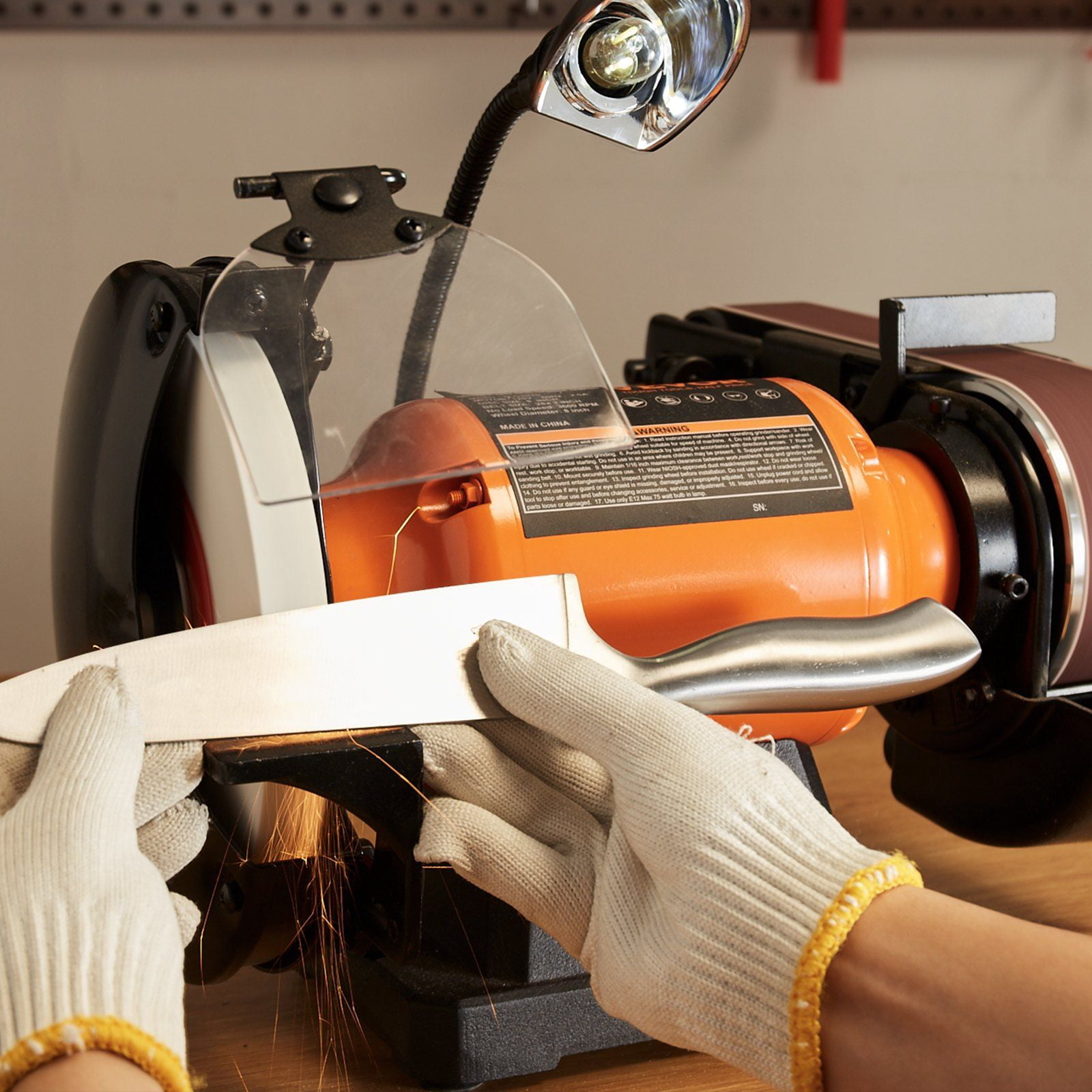 Heavy-Duty 8" Bench Grinder & 2x28" Belt Sander Combo – 2.5A Motor for Metal Grinding & Polishing
