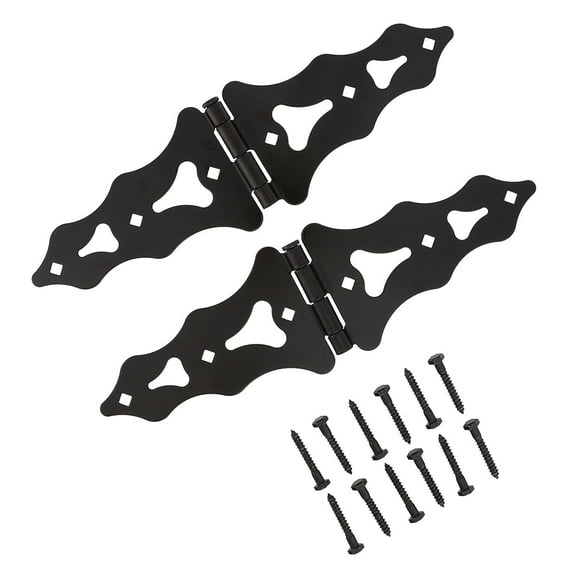 Heavy Duty 8” Decorative & Traditional Style Strap Hinges | for Wood Gates, Shed and Barn Doors | Zinc-Plated | Black